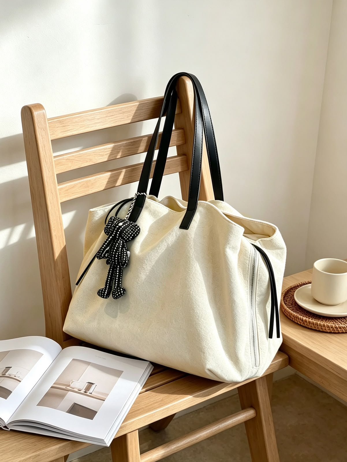 White Cotton - Large (39 x 20 x 25) - Premium Cotton Linen - Foto 4
