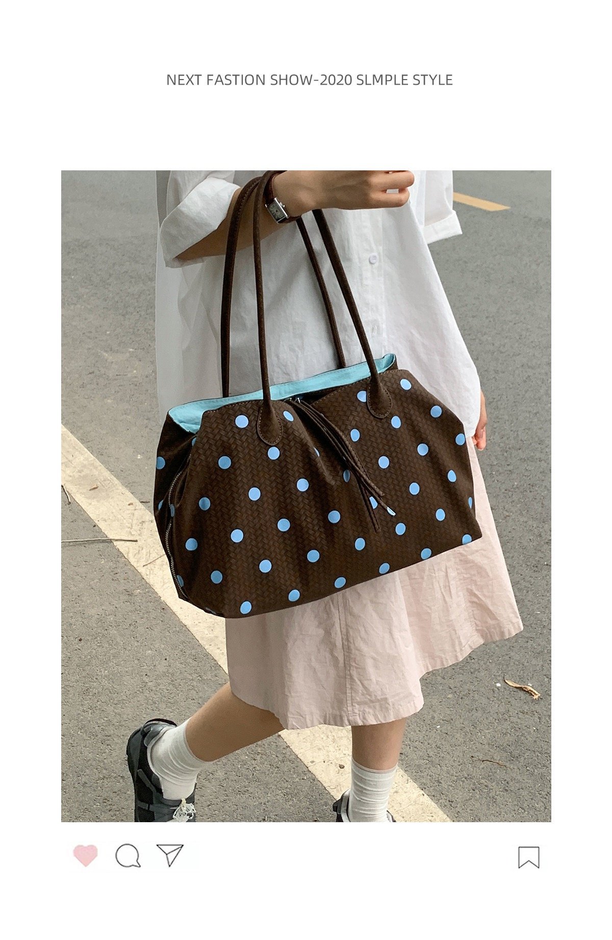 Choco Polka inner Blue - Large (39 x 20 x 25) - Premium Outside Canvas x Inside Polyester - Foto 2