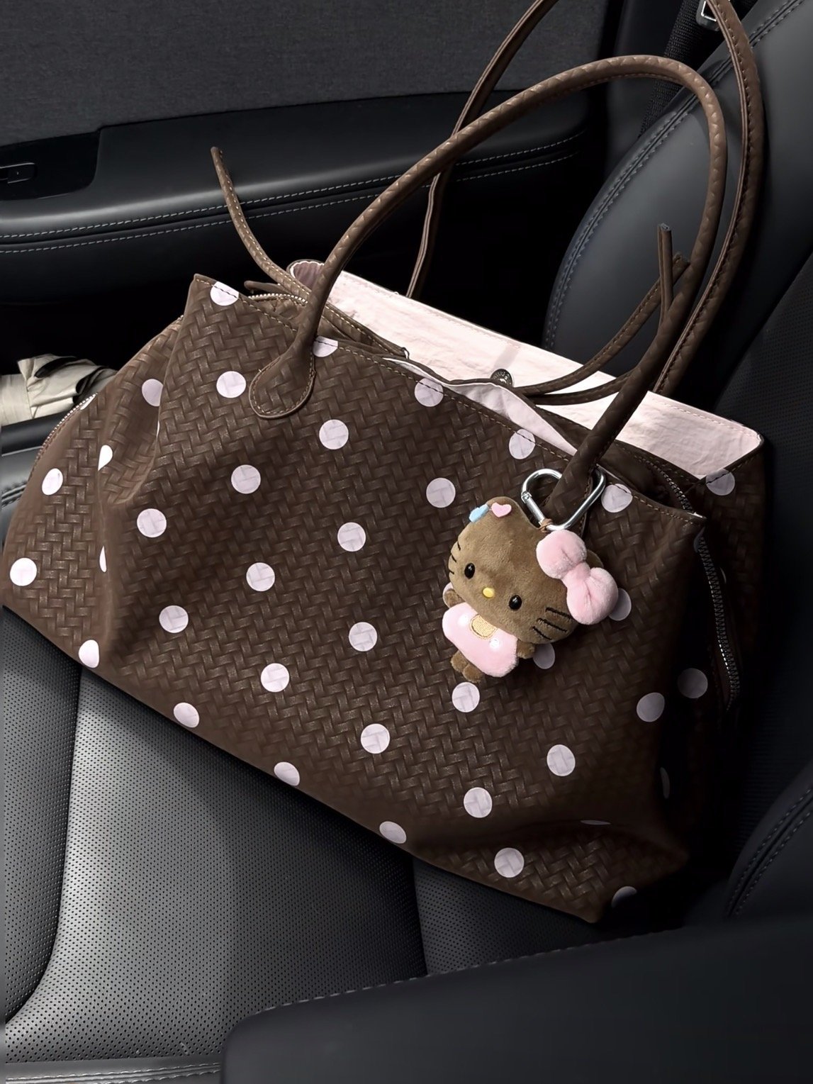 Choco Polka inner Pink - Large (39 x 20 x 25) - Premium Outside Canvas x Inside Polyester - Foto 3