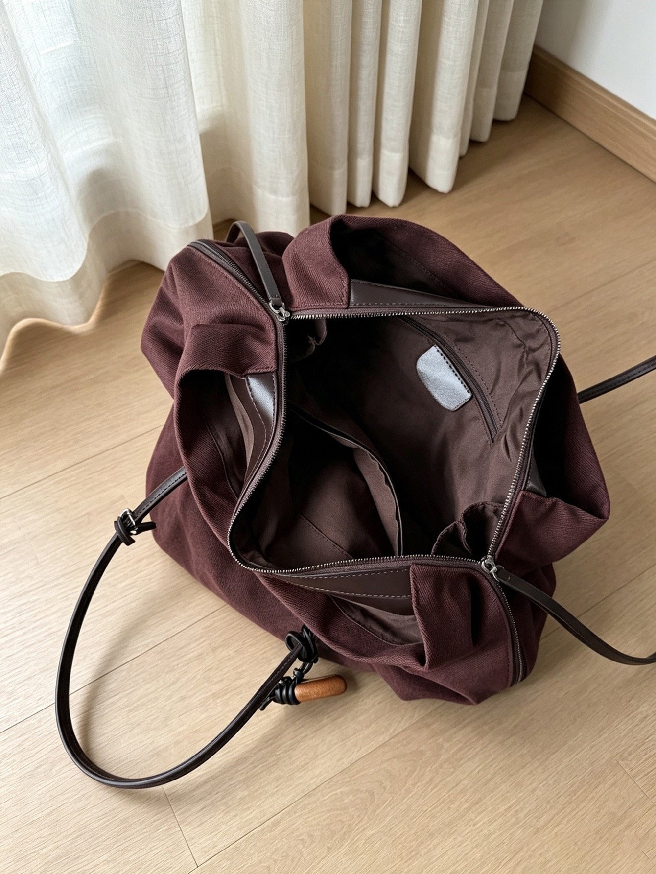 Tote Maroon - Large (39 x 20 x 25) - Premium Canvas Synthetic Leather - Foto 4