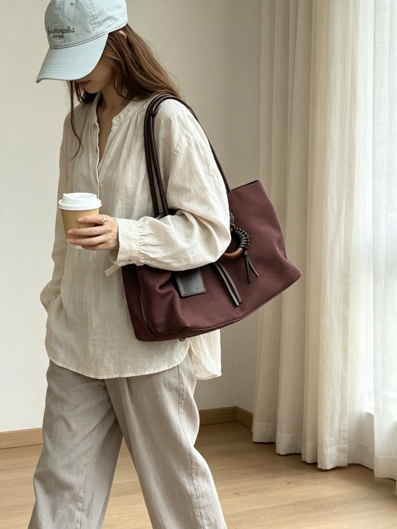 Tote Maroon - Large (39 x 20 x 25) - Premium Canvas Synthetic Leather - Foto 5