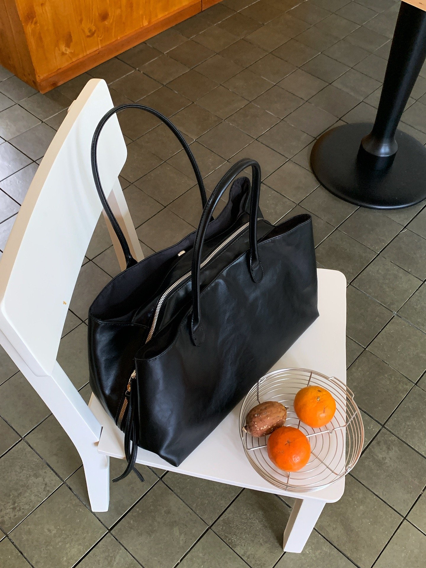 Tote Premium Leather - Black - Large (39 x 20 x 25) - Premium Nylon - Foto 2